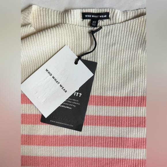 WHOWHATWEAR Cream and peach stripe bateau neck sweater size XS - Picture 12 of 15